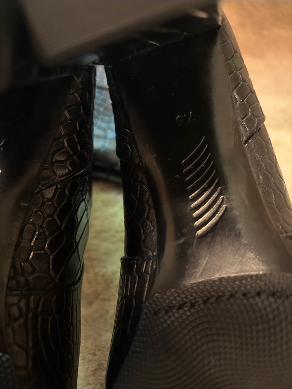 NWOT Black Croc-Embossed Leather Knee High Boots - Size 7.5 - Picture 13 of 16